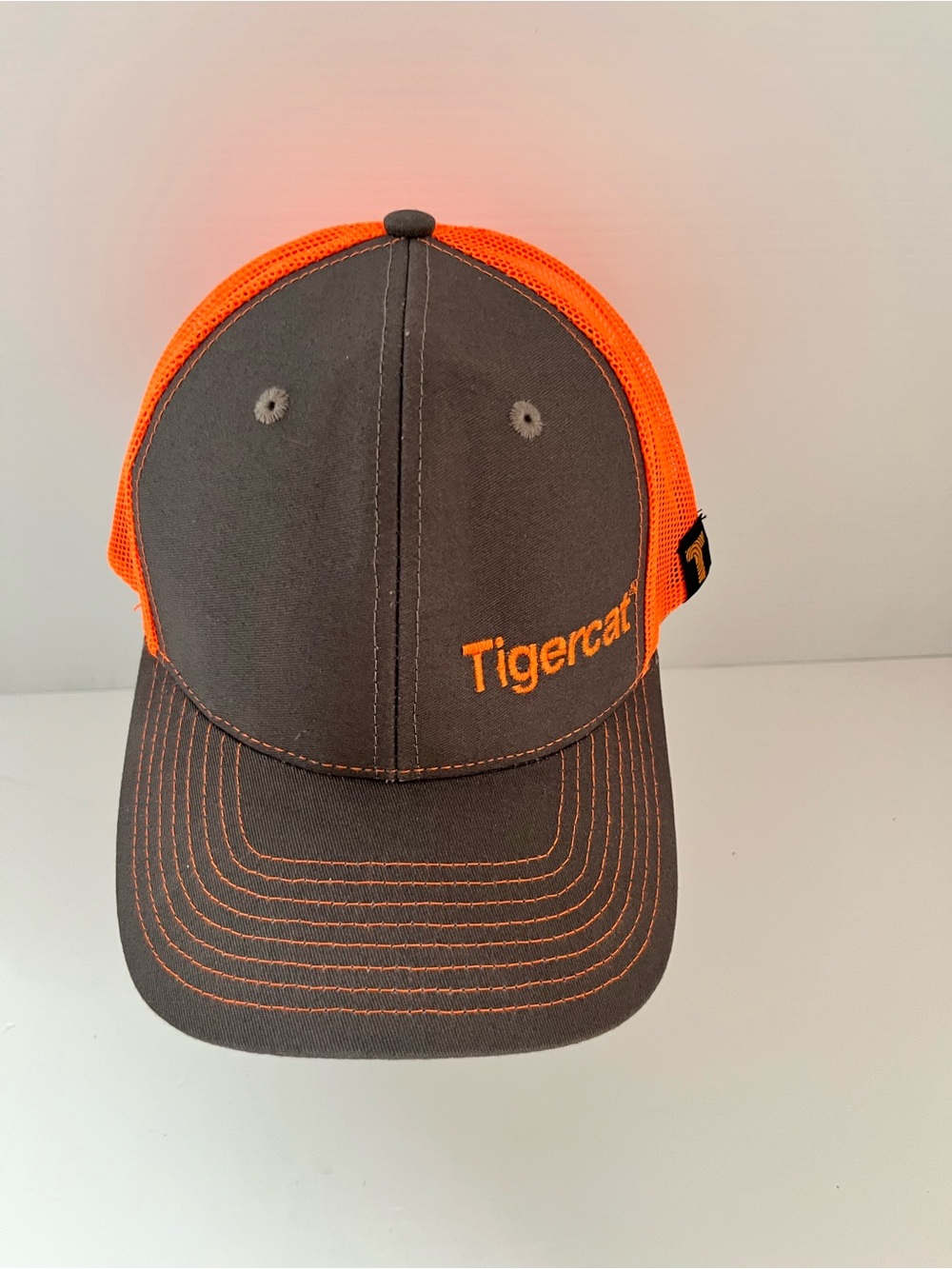Tigercat Orange Grey Mesh Trucker Hat Adjustable Snapback Cap